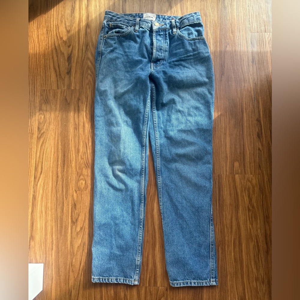 Sezane Straight Leg Jeans in Medium Blue